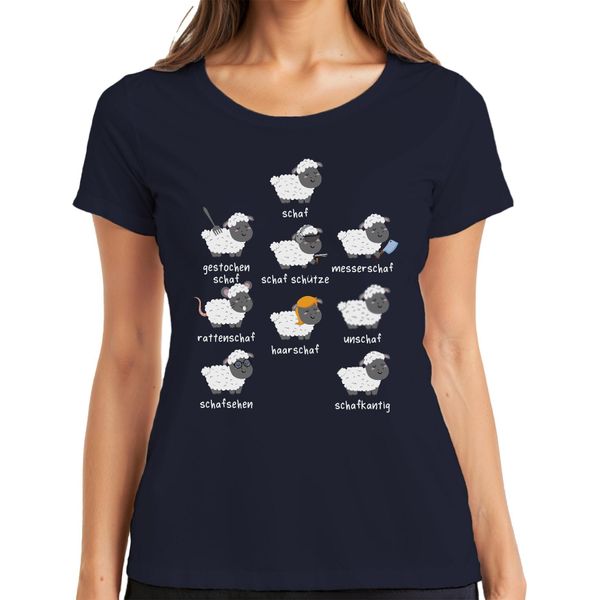 Detti Divertenti Sulla Pecora Giochi Di Parole Pecore Animali Umorismo Fattoria Maglietta Da Donna, Navy, Xl-image