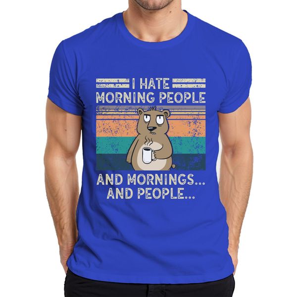 Odio Le Persone Del Mattino Le Mattine E Le Persone Kaffee BäR Vintage Grunge Herren Maglietta, Blau, Xxl-image