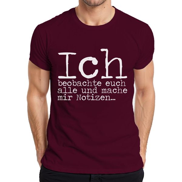T-Shirt Da Uomo "Osservo E Annoto"", Borgogna, Xl, Nerd, Che Dice ""Detective"", Umorismo"-image