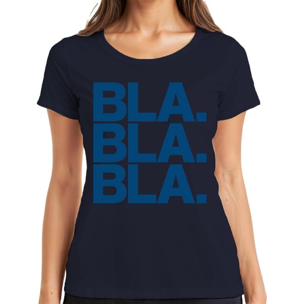 Bla Bla Bla Saying Sarcasm Humour Statement Minimal Ironic Ladies T-Shirt, Navy, Xxl-image