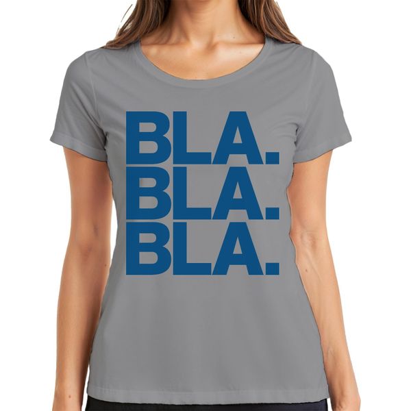 Bla Bla Bla Saying Sarcasm Humour Statement Minimal Ironic Ladies T-Shirt, Grigio, M-image