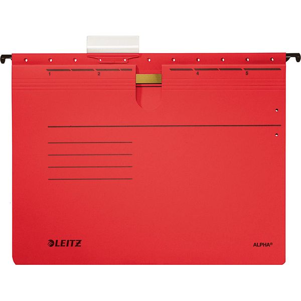 Leitz 1984-30-25 1984 Raccoglitore A Sospensione Alpha® - Pinzatura, Cartone Pendarec, 5 Pezzi, Rosso-image