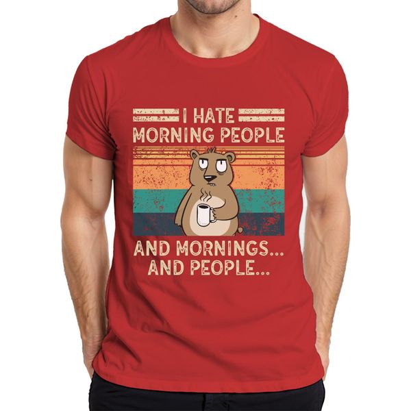 Odio Le Persone Del Mattino Le Mattine E Le Persone Kaffee BäR Vintage Grunge Herren T-Shirt, Rot, S-image