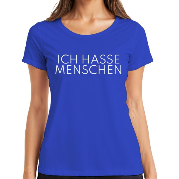 Odio Le Persone Che Dicono Sarcasmo Antisocial Minimalist Ladies T-Shirt, Blu, L-image
