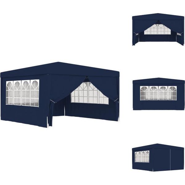 Vidaxl Tenda Professionale Per Feste Con Pareti Laterali 4×4 M Blu 90 G/M² - Padiglioni E Tende Per Feste-image