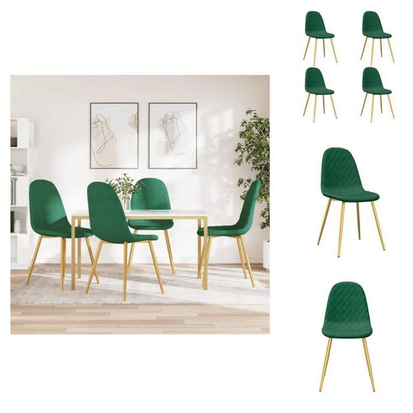 Vidaxl Sedie Da Pranzo 4 Pz. Velluto Verde Scuro - Sedie Da Pranzo-image
