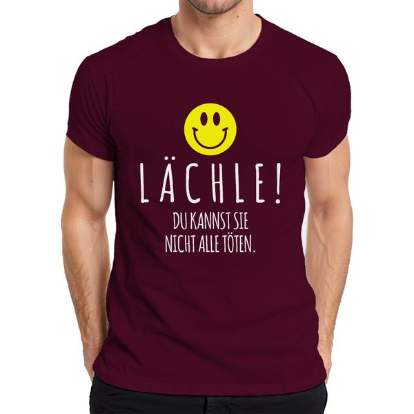 Maglietta Da Uomo Smile You Can't Kill Them All Black Humour Smiley, Borgogna, S-image