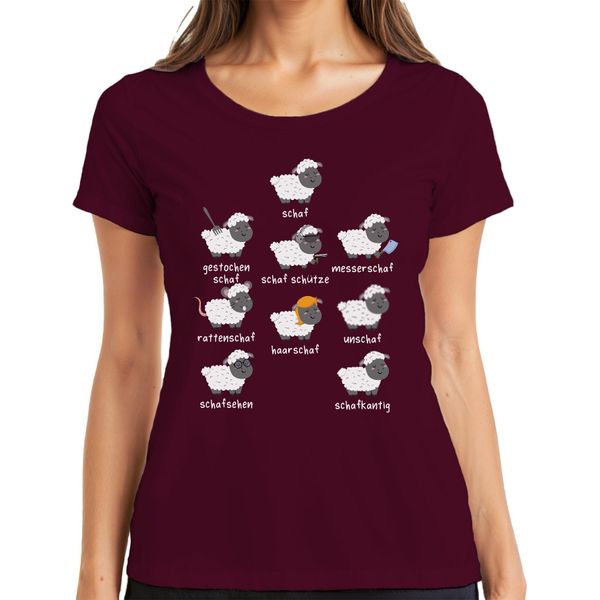Detti Divertenti Sulle Pecore, Giochi Di Parole, Umorismo Sugli Animali Della Fattoria, T-Shirt Da Donna, Borgogna, S-image