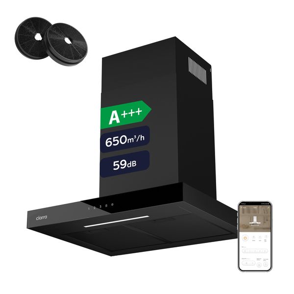Ciarra A+++ 650 M³/H Cofano Aspirante 60Cm Cofano A Parete Wifi +App & Touch Control Boost VMB6102-image