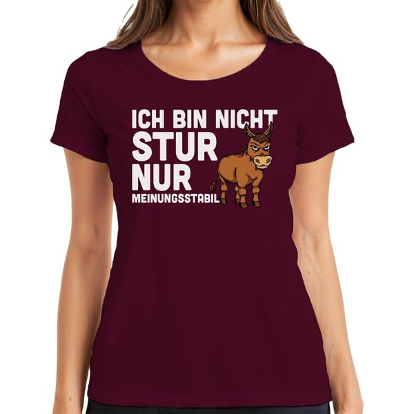Non Testardo, Solo Supponente, Divertente Asino Che Dice Umorismo Regalo Maglietta Da Donna, Borgogna, 3XL-image