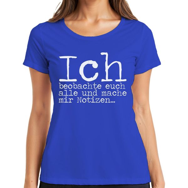 Osservo E Prendo Nota Di Un Nerd Che Dice "Detective Humour"" T-Shirt Da Donna, Blu, M"-image