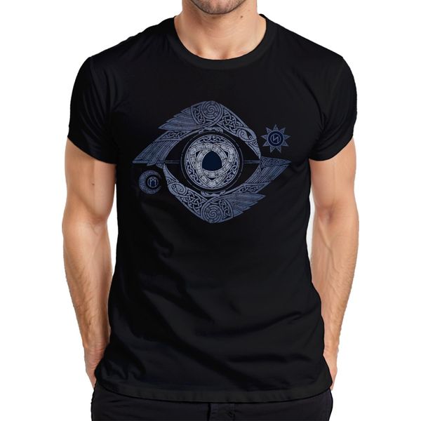 Maglietta Da Uomo Viking Valknut Eye Raven Knot Pattern Norse Mythology, Nero, S-image