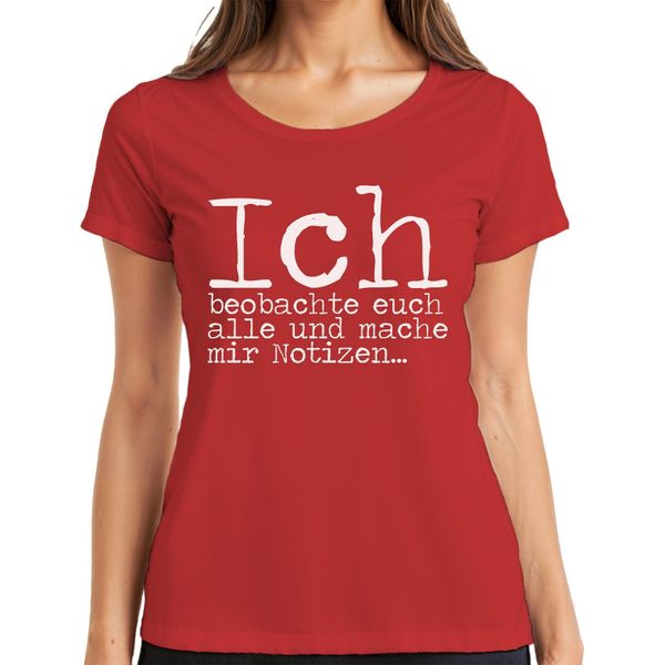 Osservo E Prendo Nota Di Un Nerd Che Dice "Detective Humour"" T-Shirt Da Donna, Rossa, L"-image
