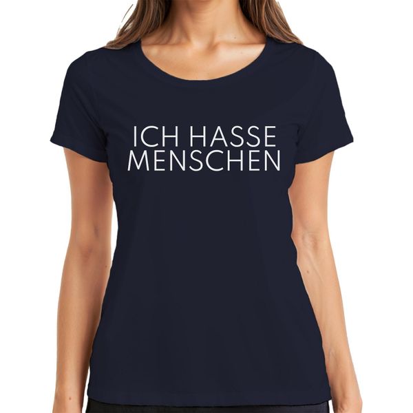 Odio Le Persone Che Dicono Sarcasmo Antisocial Minimalist Ladies T-Shirt, Navy, Xl-image