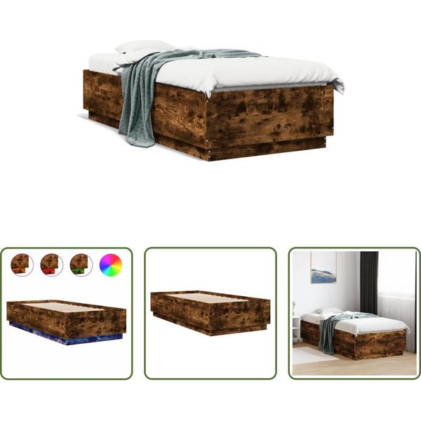 The Living Store Giroletto Con Led Rovere Fumé 90X200 Cm Materiale In Legno-image