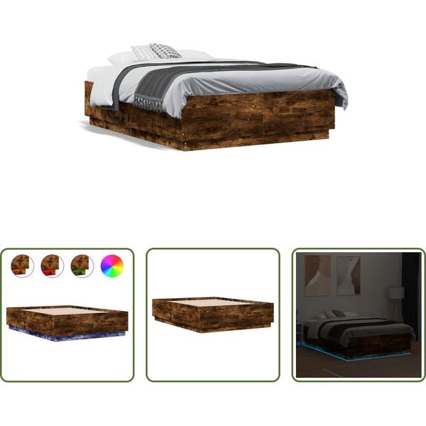 The Living Store Giroletto Con Led In Rovere Fumé 120X190 Cm Materiale A Base Di Legno-image