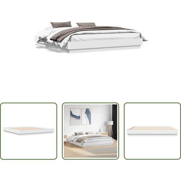 The Living Store Struttura Letto Bianca 180X200 Cm In Legno-image