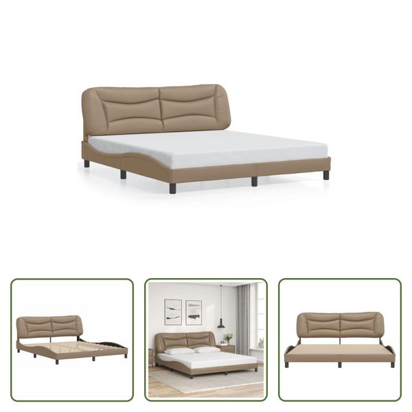 The Living Store Giroletto Con Testiera Cappuccino-Marrone 180X200 Cm In Ecopelle-image