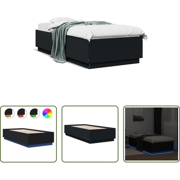 The Living Store Giroletto Con Led Nero 100X200 Cm In Materiale Ligneo-image