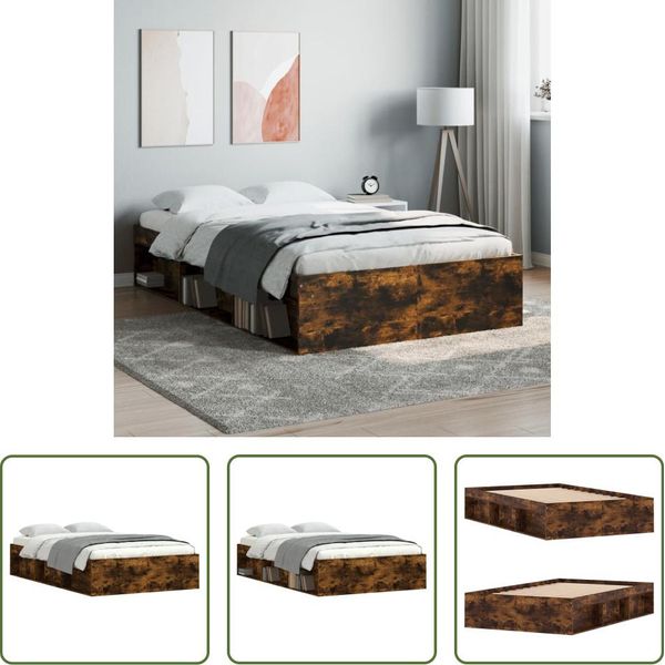 The Living Store Struttura Letto In Rovere Fumé 120X190 Cm-image