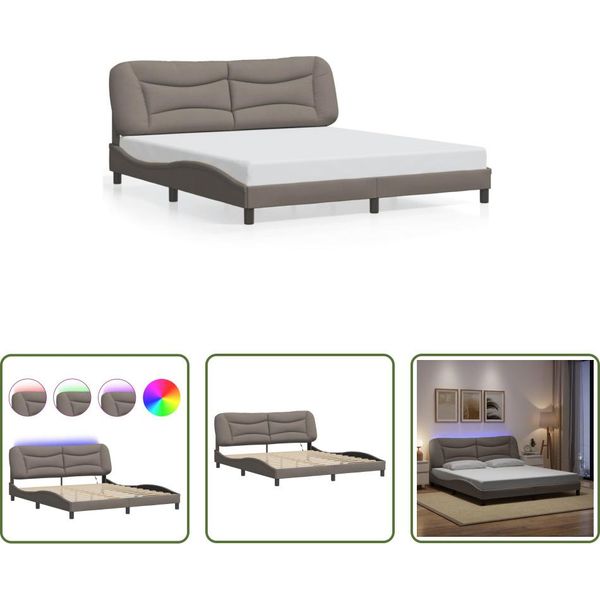 The Living Store Struttura Letto Con Tessuto Led Taupe 180X200 Cm-image