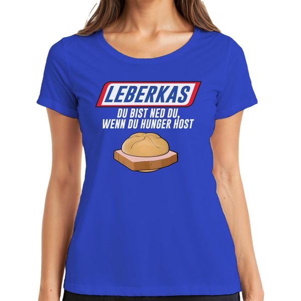 Maglietta Da Donna Leberkas Du Bist Ned Du Wenn Hunger Bayern Brotzeit Snack Humour, Blu, S-image