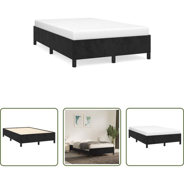 The Living Store Struttura Letto Nera 120X190 Cm In Velluto-image
