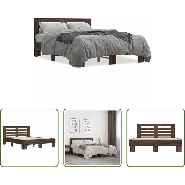 The Living Store Struttura Letto In Rovere Marrone 120X200 Cm Materiale Legno Metallo-image