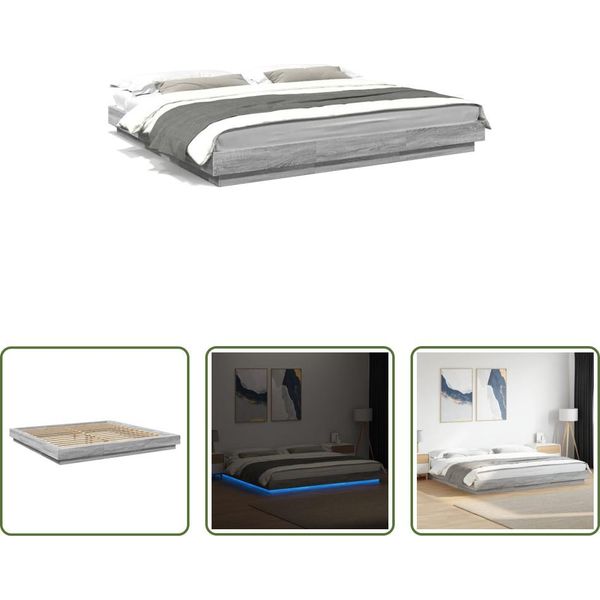 The Living Store Giroletto Con Led Grigio Sonoma 200X200 Cm In Materiale Ligneo-image