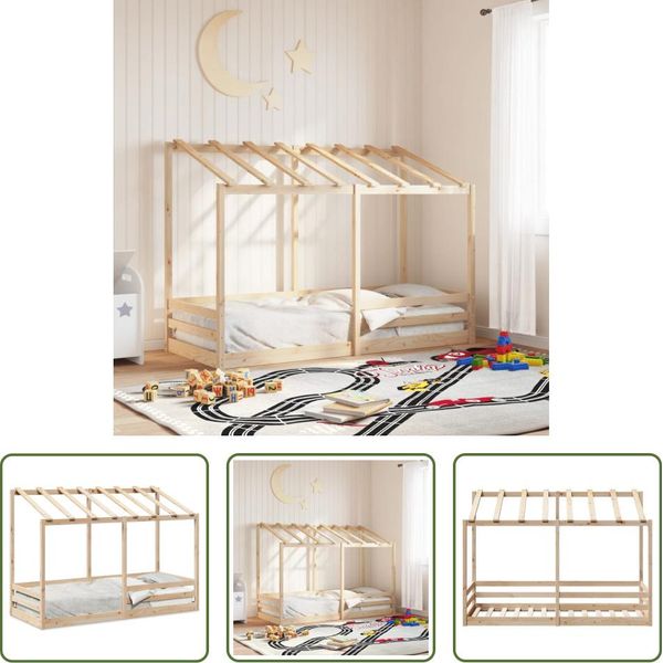 The Living Store Lettino Con Tetto 75X190 Cm In Legno Di Pino Massiccio-image