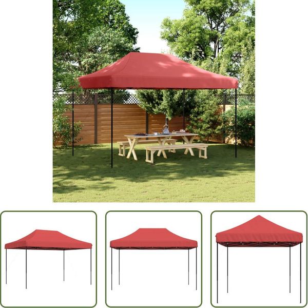 The Living Store Tenda Per Feste Pieghevole Pop-Up Rosso Borgogna 410X279X315 Cm-image