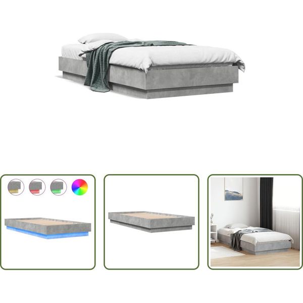 The Living Store Struttura Letto Con Led In Cemento Grigio 75X190 Cm-image