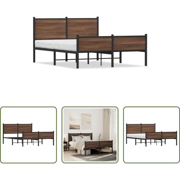 The Living Store Struttura Letto Con Testiera E Pediera In Metallo 140X200 Cm-image