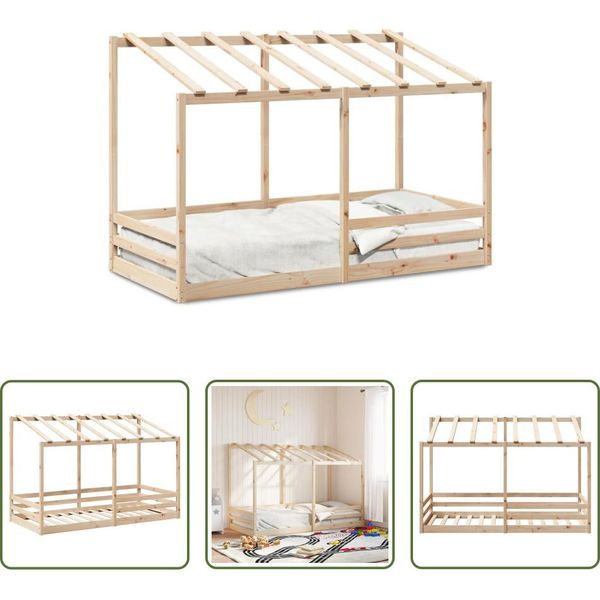The Living Store Lettino Con Tetto 100X200 Cm In Legno Di Pino Massiccio-image