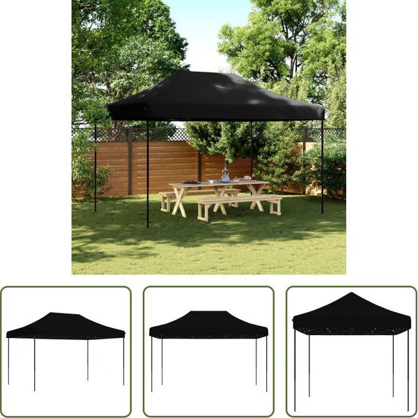 The Living Store Tenda Per Feste Pieghevole Pop-Up Nera 440X292X315 Cm-image