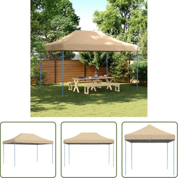 The Living Store Tenda Per Feste Pieghevole Pop-Up Beige 440X292X315 Cm-image
