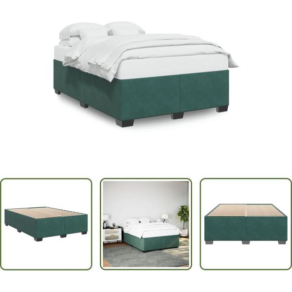 The Living Store Struttura Letto In Velluto Verde Scuro 160X200 Cm-image
