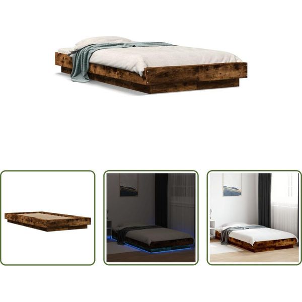 The Living Store Giroletto Con Led Rovere Fumé 90X200 Cm Materiale In Legno-image