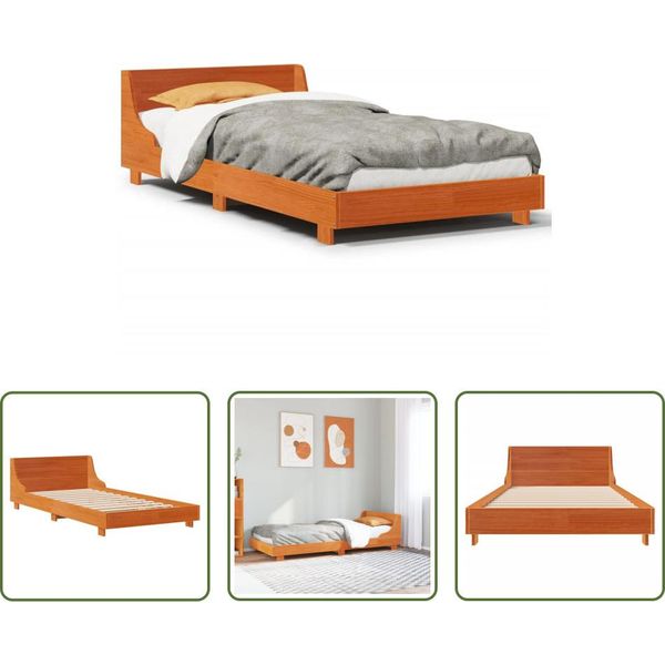 The Living Store Letto In Legno Massiccio Senza Materasso Cera Marrone 75X190 Cm Legno Di Pino-image