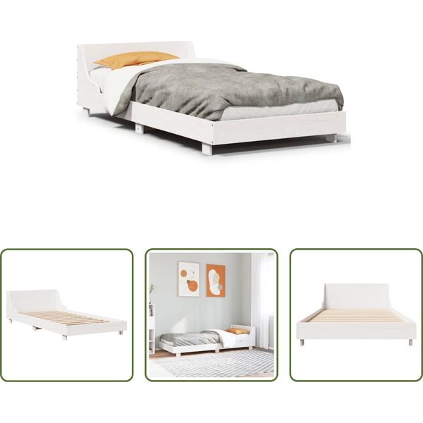 The Living Store Letto In Legno Massiccio Senza Materasso Bianco 75X190 Cm In Legno Di Pino-image