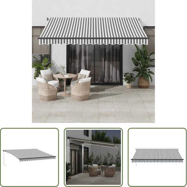 The Living Store Tenda Manuale Con Led Antracite E Bianca 400X300 Cm-image