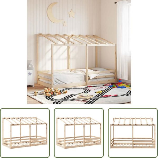 The Living Store Lettino Con Tetto Bianco 80X200 Cm In Legno Di Pino Massiccio-image