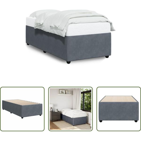 The Living Store Struttura Letto Grigio Scuro 80X200 Cm In Velluto-image