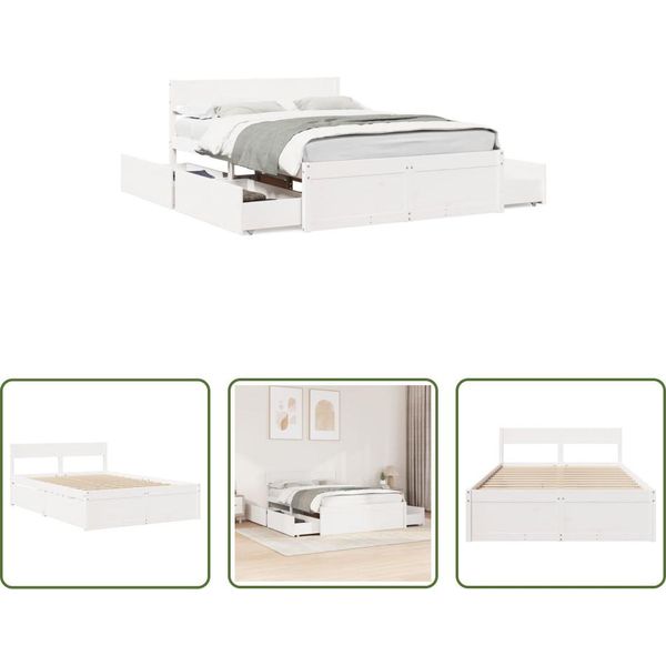 The Living Store Letto In Legno Massiccio Senza Materasso Bianco 120X200 Cm In Legno Di Pino-image