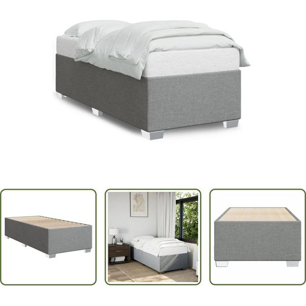 The Living Store Struttura Letto Grigio Chiaro 80X200 Cm In Tessuto-image