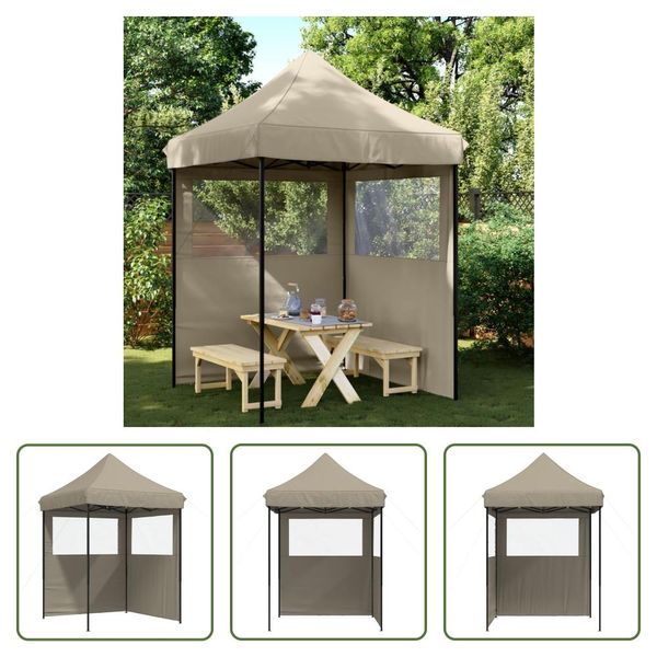 The Living Store Tenda Per Feste Pieghevole Pop-Up Con 2 Pannelli Laterali Taupe-image
