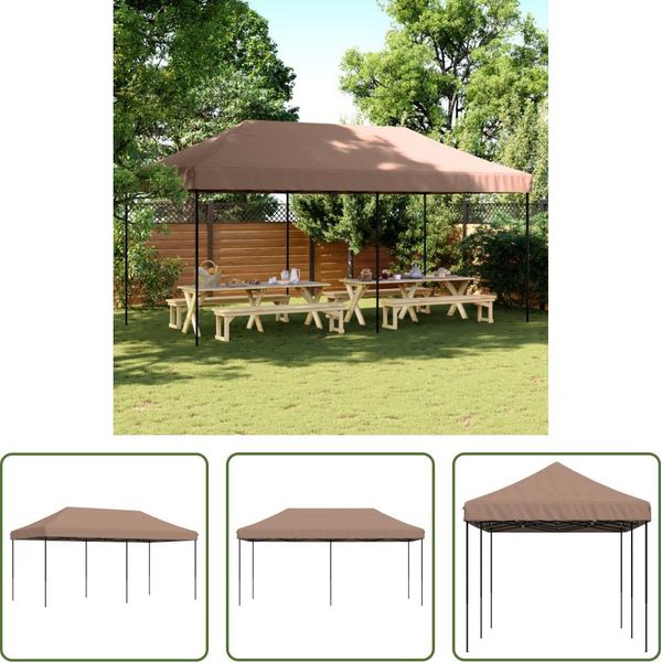 The Living Store Tenda Per Feste Pieghevole Pop-Up Marrone 580X292X315 Cm-image