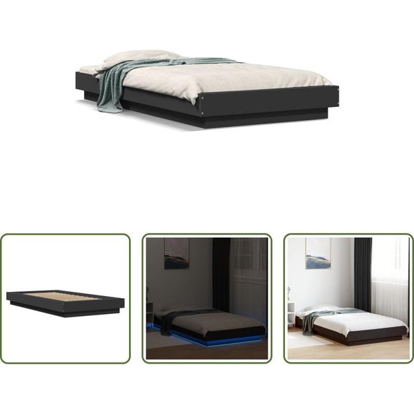 The Living Store Giroletto Con Led Nero 100X200 Cm In Materiale Ligneo-image