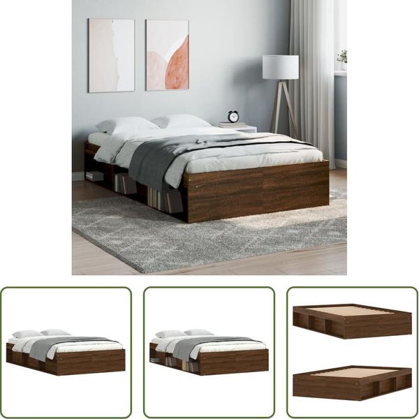 The Living Store Struttura Letto In Rovere Marrone 120X190 Cm-image