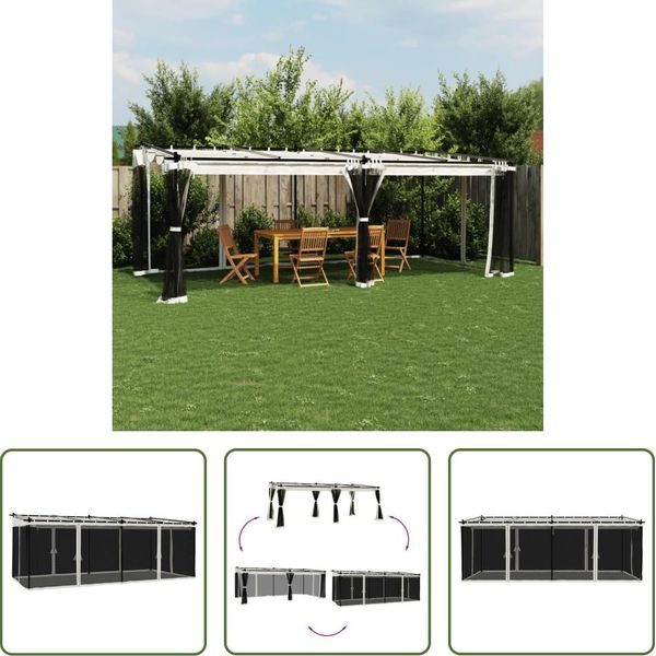Il Padiglione Living Store Con Pareti A Rete In Acciaio Cremoso 6X3 M-image